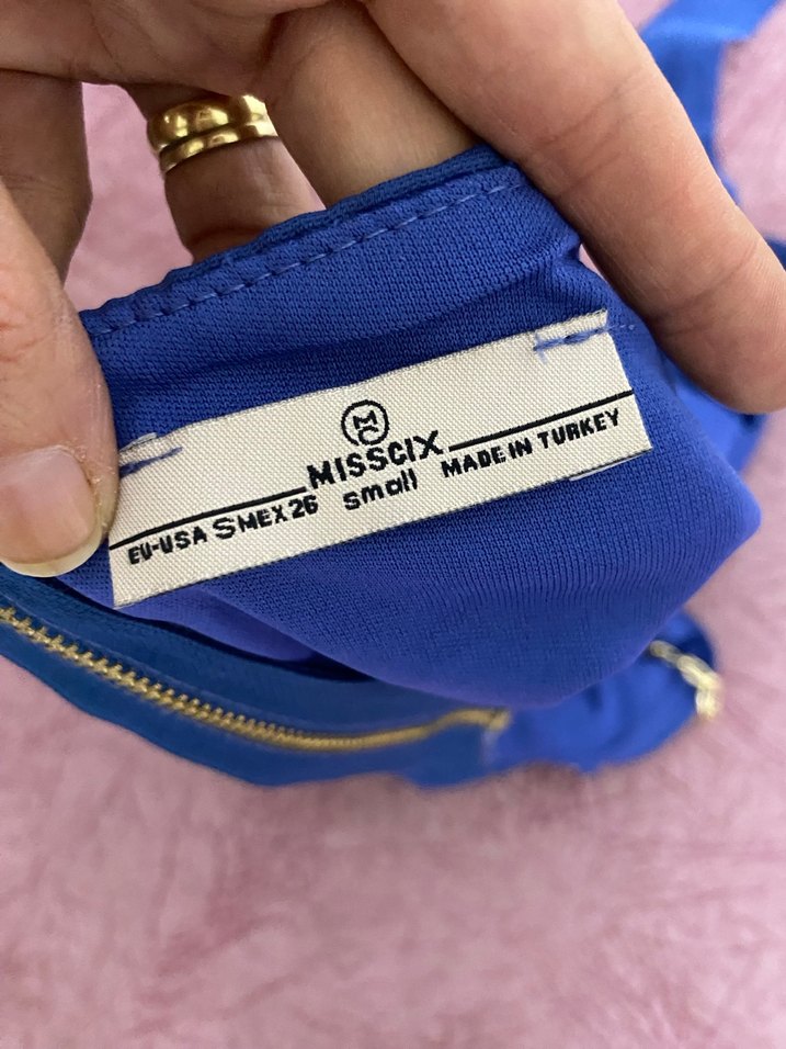 Zincir Detaylı Mavi Mini Halter Büstiyer - Görsel 4