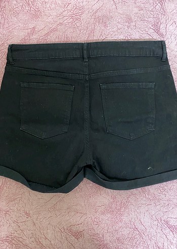 Düğmeli Siyah Mini Kadın Denim Şort - Görsel 3