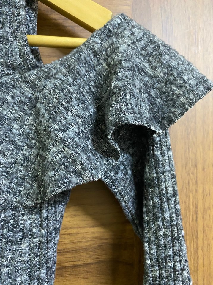 Gri Örme Uzun Kollu Kadın Triko Elbise - Görsel 4