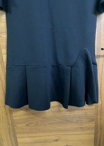 Kısa Kollu Siyah Kürklü Midi Elbise - Görsel 5