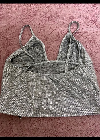 Gri V Yaka Kadın Mini Büstiyer - Görsel 4