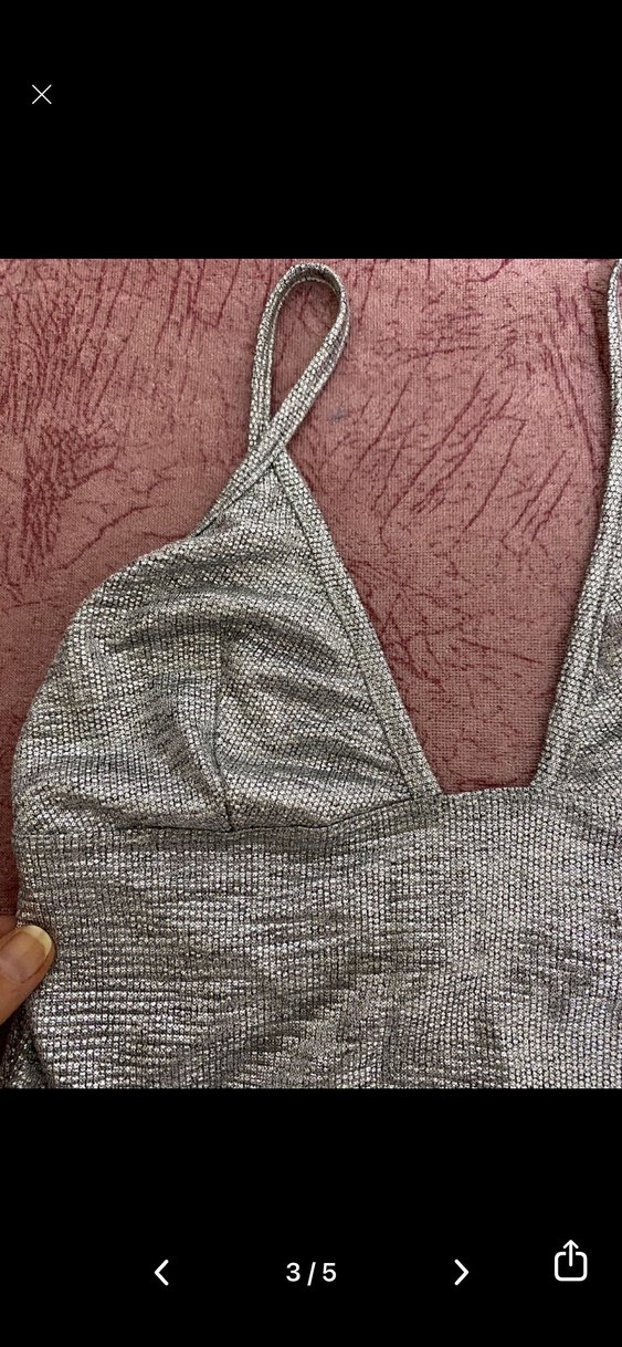 Gri V Yaka İnce Askılı Büstiyer - Görsel 3