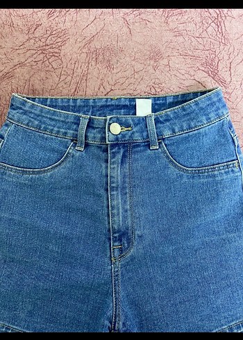 Kadın Mavi Loose Fit Mini Denim Şort - Görsel 3
