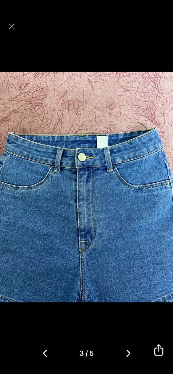 Kadın Mavi Loose Fit Mini Denim Şort - Görsel 3