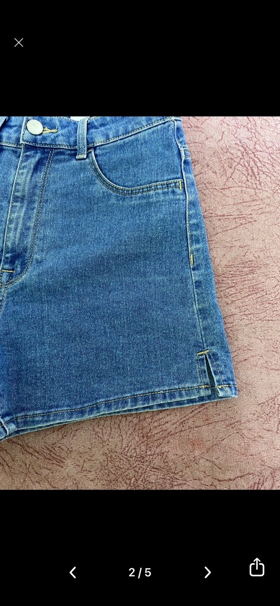 Kadın Mavi Loose Fit Mini Denim Şort - Görsel 2