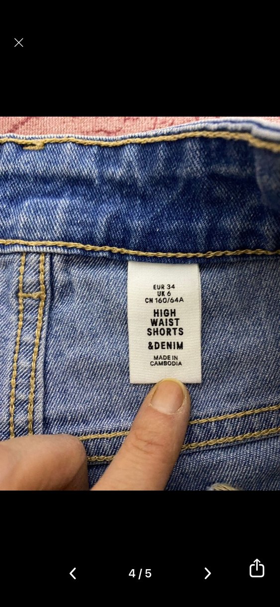 Kadın Mavi Loose Fit Mini Denim Şort - Görsel 4