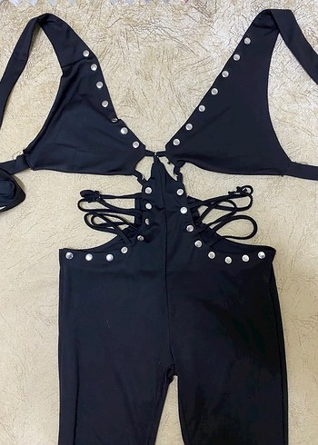 Zımba detaylı Siyah Tulum - Görsel 5