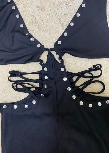 Zımba detaylı Siyah Tulum - Görsel 6