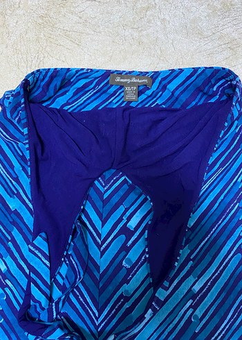 Mavi Bağlama Desenli Uzun Bohem Elbise - Görsel 2