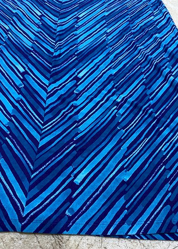 Mavi Bağlama Desenli Uzun Bohem Elbise - Görsel 4