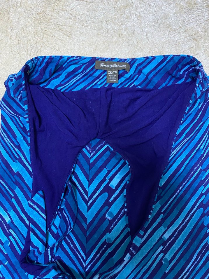 Mavi Bağlama Desenli Uzun Bohem Elbise - Görsel 2