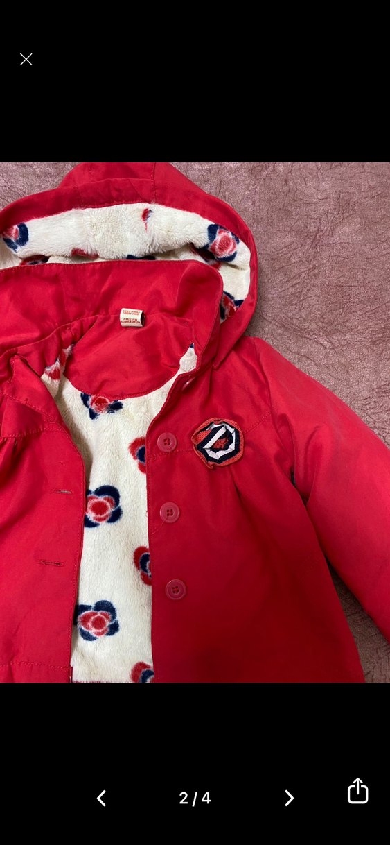 Kız Çocuk Kapüşonlu Renkli Düğmeli Ceket - Görsel 2