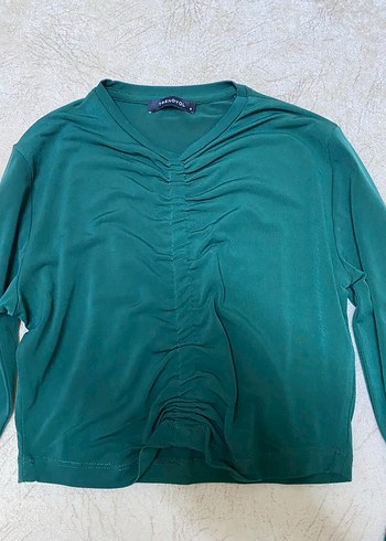 Yeşil Pilili Uzun Kollu Bluz - Görsel 2