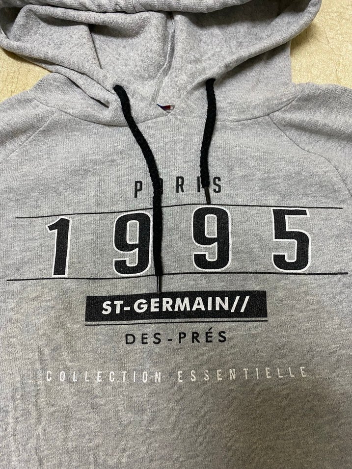 Gri Kapüşonlu Kısa Kadın Sweatshirt - Görsel 2