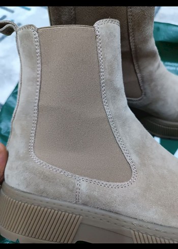 Bej Süet Platform Topuklu Kadın Bot - Görsel 2