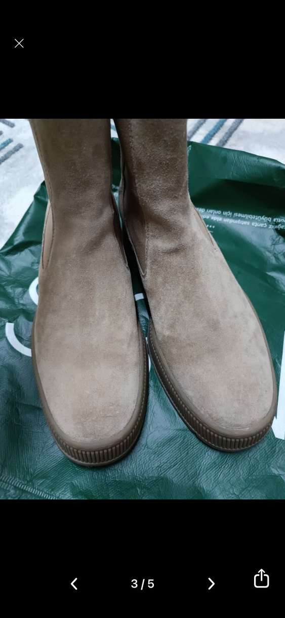 Bej Süet Platform Topuklu Kadın Bot - Görsel 3