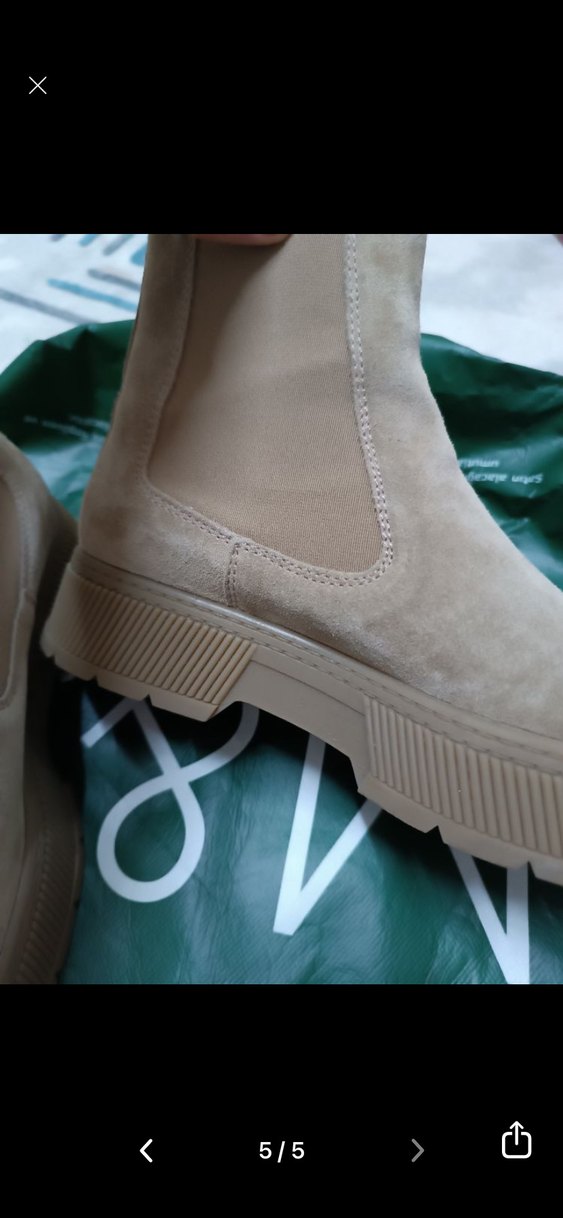 Bej Süet Platform Topuklu Kadın Bot - Görsel 5