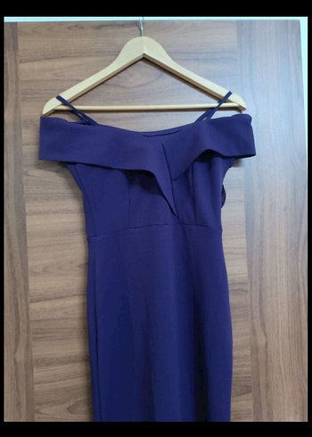 Mor Drapeli Uzun Abiye Elbise - Görsel 3