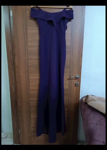 Mor Drapeli Uzun Abiye Elbise - Görsel 2