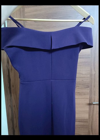 Mor Drapeli Uzun Abiye Elbise - Görsel 5