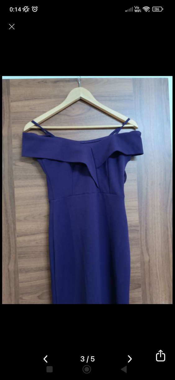 Mor Drapeli Uzun Abiye Elbise - Görsel 3