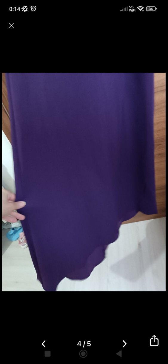 Mor Drapeli Uzun Abiye Elbise - Görsel 4