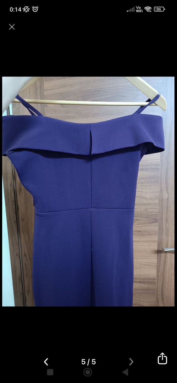 Mor Drapeli Uzun Abiye Elbise - Görsel 5