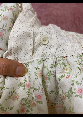 Kız Çocuk Bej Nakışlı Pamuklu Elbise - Görsel 6