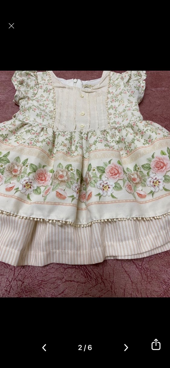 Kız Çocuk Bej Nakışlı Pamuklu Elbise - Görsel 2