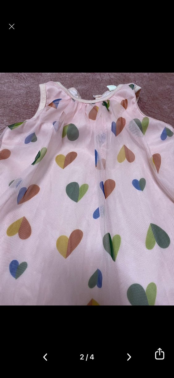 Kız Çocuk Çok Renkli Kalp Desenli Elbise - Görsel 2