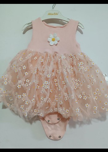 Pembe Nakışlı Kolsuz Kız Elbisesi - Görsel 2