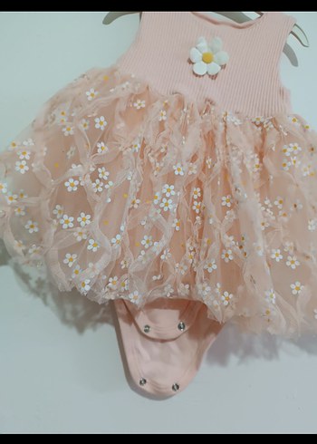 Pembe Nakışlı Kolsuz Kız Elbisesi - Görsel 4