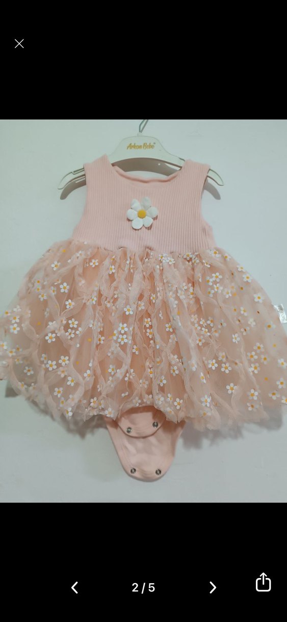 Pembe Nakışlı Kolsuz Kız Elbisesi - Görsel 2