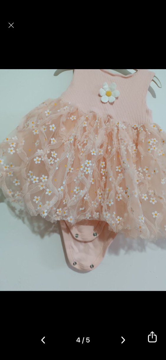 Pembe Nakışlı Kolsuz Kız Elbisesi - Görsel 4