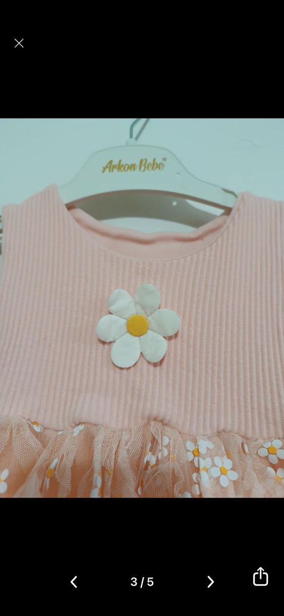 Pembe Nakışlı Kolsuz Kız Elbisesi - Görsel 3