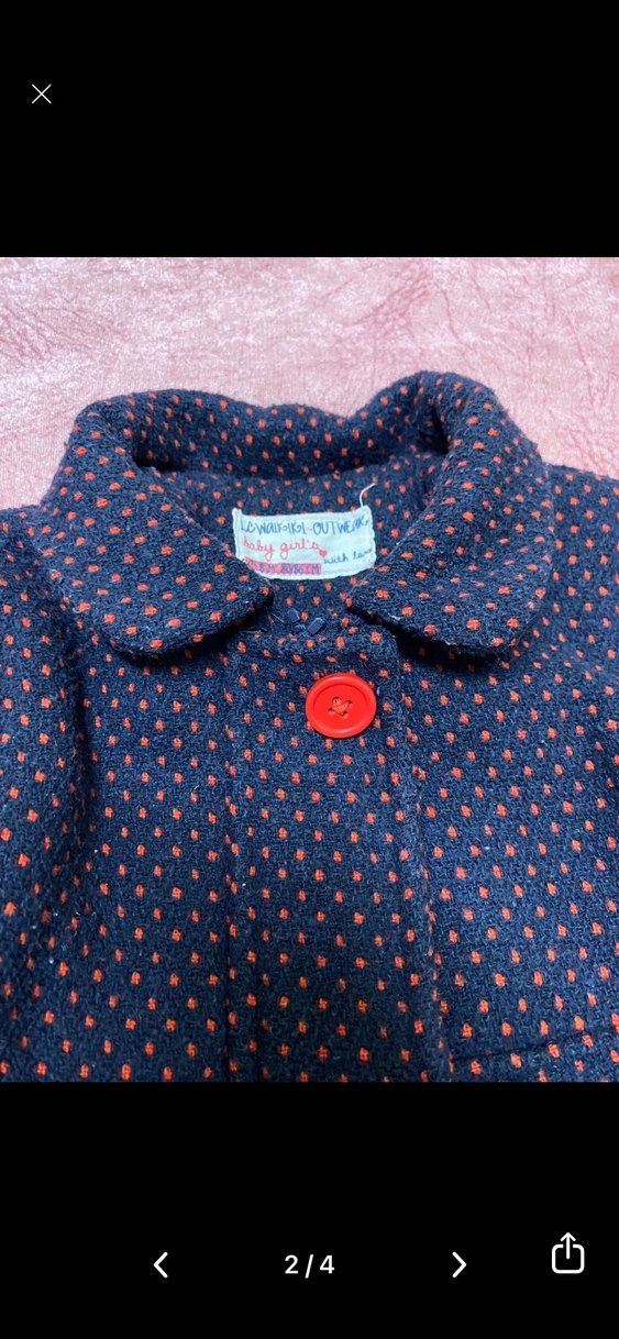 Kız Çocuk Renkli Puantiyeli Düğmeli Kaban - Görsel 2