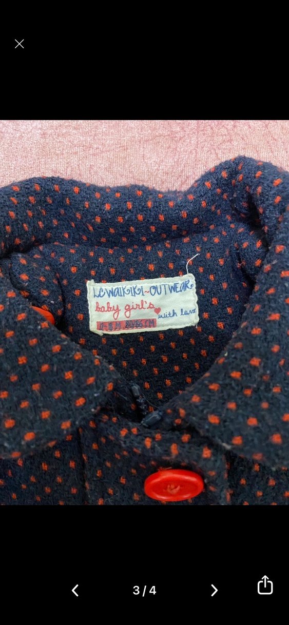 Kız Çocuk Renkli Puantiyeli Düğmeli Kaban - Görsel 3