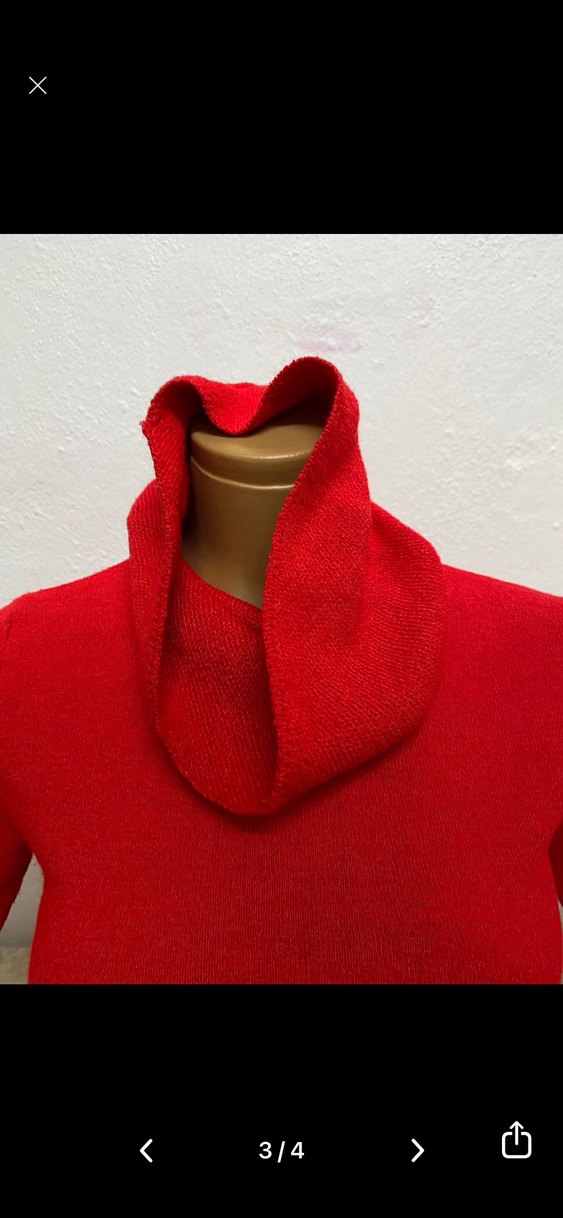 Kısa Kollu Kırmızı Balıkçı Yaka Kazak - Görsel 3