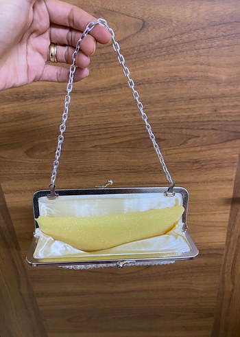 American Vintage Boncuk İşlemeli Beyaz Kadın Çanta