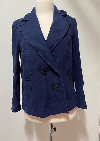 Zara Lacivert Cift Sirali Kadin Ceket