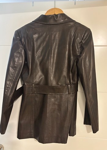 Kahverengi Deri Biker Ceket - Görsel 2