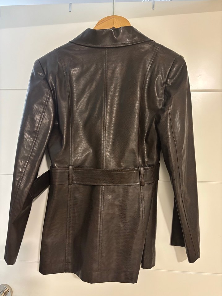 Kahverengi Deri Biker Ceket - Görsel 2