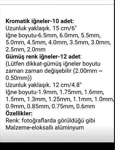  Beden Renk 22 adet Çantalı tığ seti