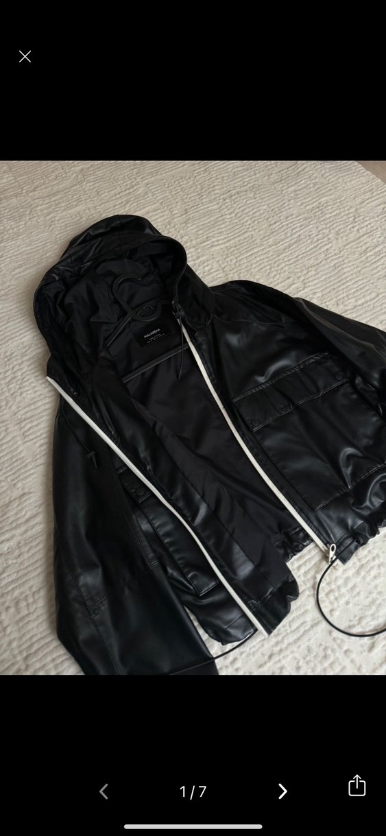 Siyah Kapüşonlu Deri Kadın Ceket - Görsel 4