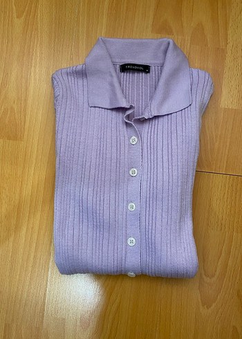 Trendyol Lila Düğmeli Uzun Kollu Kazak - Görsel 2