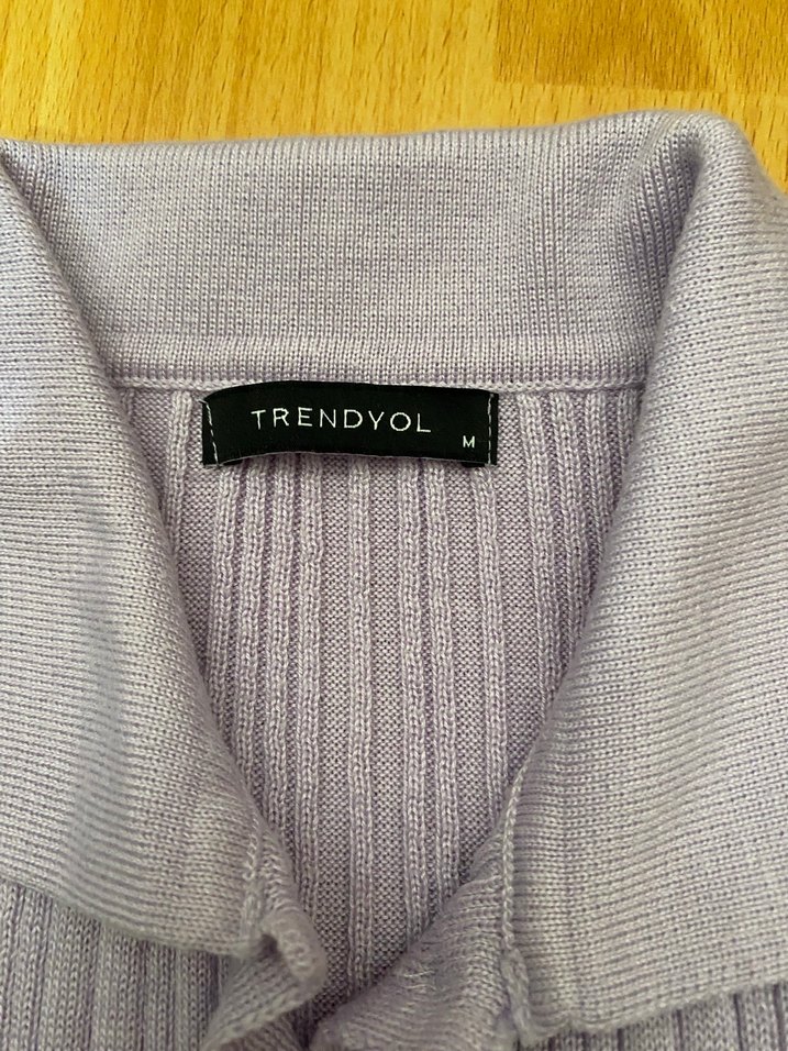 Trendyol Lila Düğmeli Uzun Kollu Kazak - Görsel 4