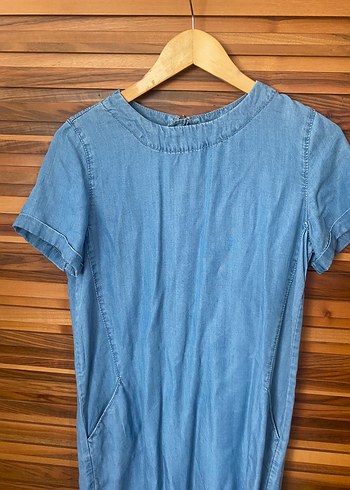 s Beden lacivert Renk DİLVİN Açık Mavi Denim Midi Elbise