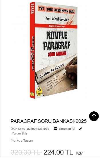 TASARI KOMPLE PARAGRAF SORU BANKASI