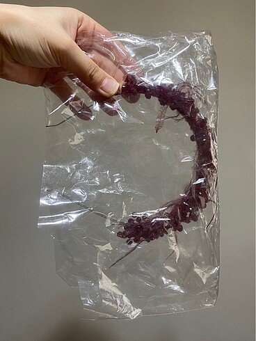 Bordo renk taşlı tüylü kına tacı - Görsel 5