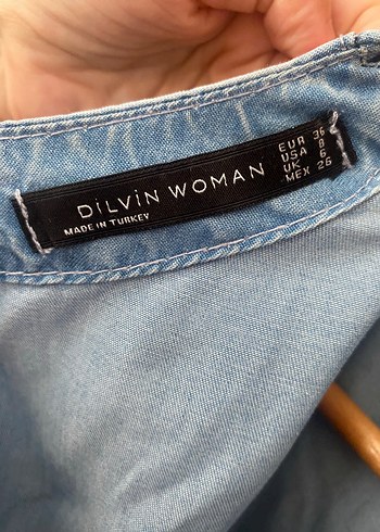 DİLVİN Kısa Kollu Denim Elbise - Görsel 3